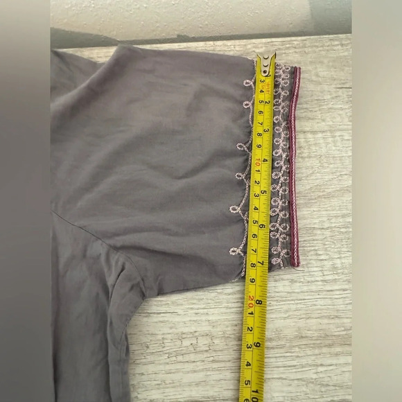 Ulla Popken Grey Embroidered Boho Artsy Tunic Lightweight Cotton Sz 16/18 - Picture 7 of 8